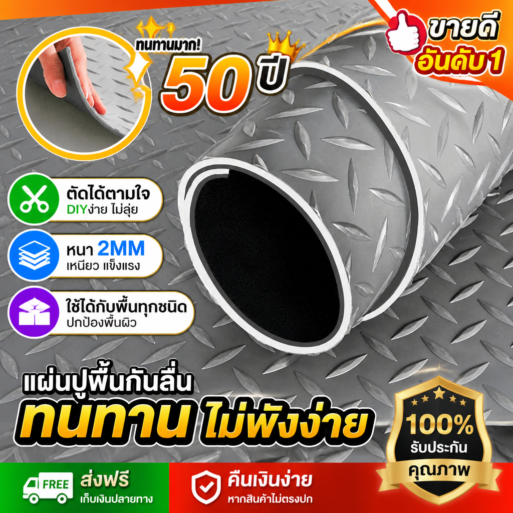 COD แผ๋นปูพื้น แผ่นยางกันลื่น กว้าง120/150CM*5/10พรม พรมปูพื้น กันลื่น หนาพิเศษ PVCแผ่นกันลื่น ทนทานการสึกหรอ