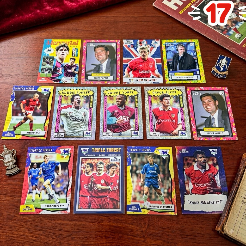 การ์ดสะสมฟุตบอล ตำนาน โค้ช นักพากย์ จากกล่อง Topps Decades ลิขสิทธิ์แท้ LIVERPOOL ARSENAL CHELSEA