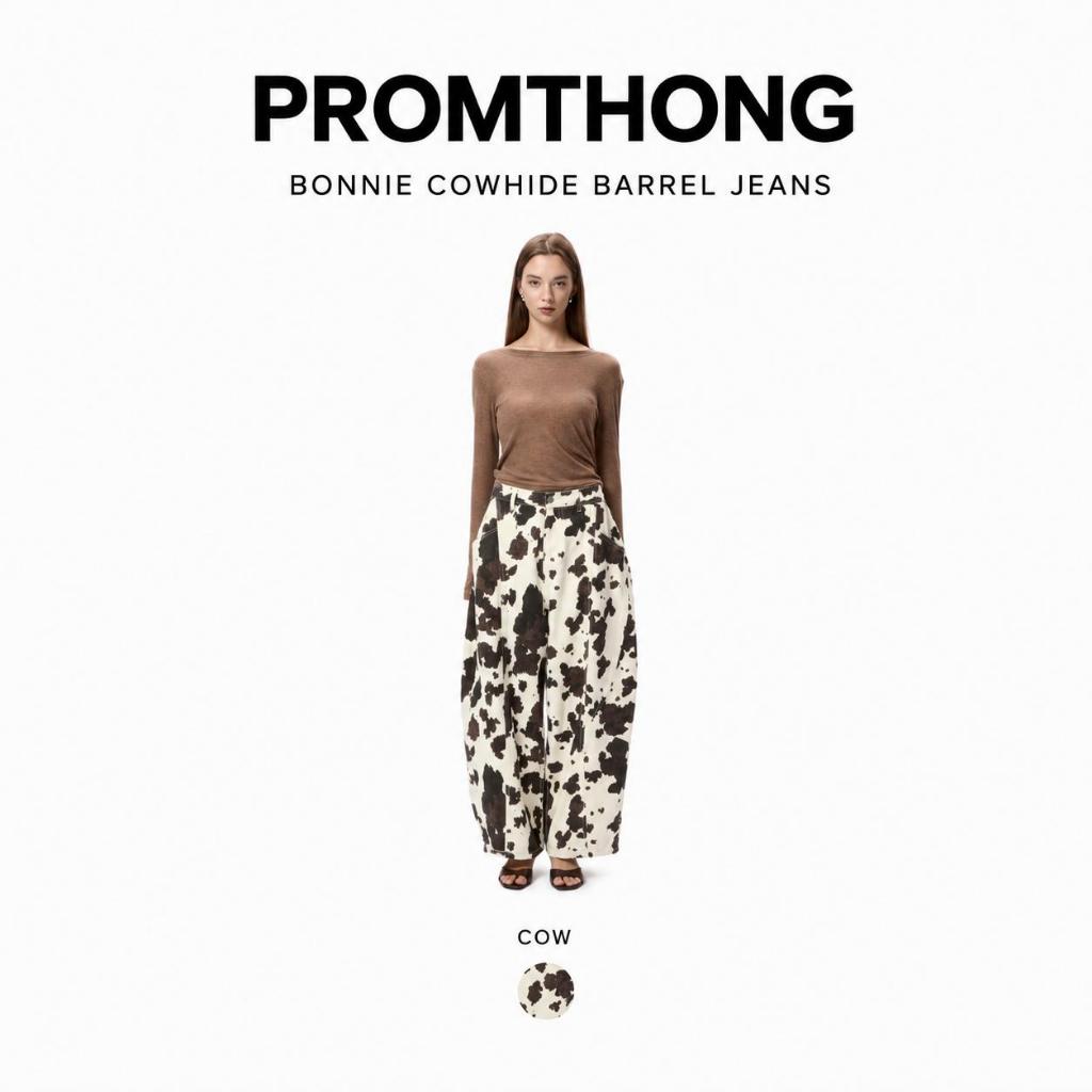 PTJ30378 Bonnie Cowhide Barrel Jeans PROMTHONG