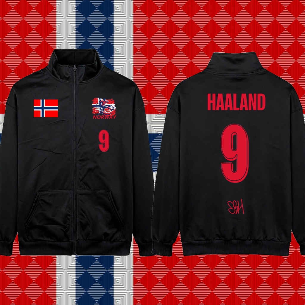 Norway/Erling Braut Haaland No.9 Fan jersey/เสื้อฮู้ด/คาร์ดิแกน/คาร์ดิแกนพร้อมหมวก/Sweatshirt/120CM-