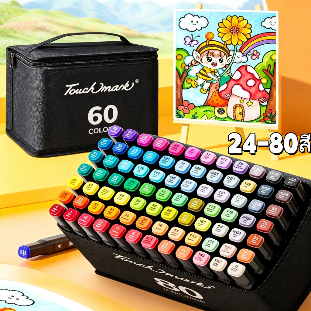 🔥พร้อมส่ง🔥 ปากกามาร์เกอร์อะคริลิคหัวคู่ กันน้ำ 24‑80สี วาดบนกระจก พลาสติก โลหะ ไม้ อุปกรณ์เครื่องเขียนโรงเรียนศิลปะ