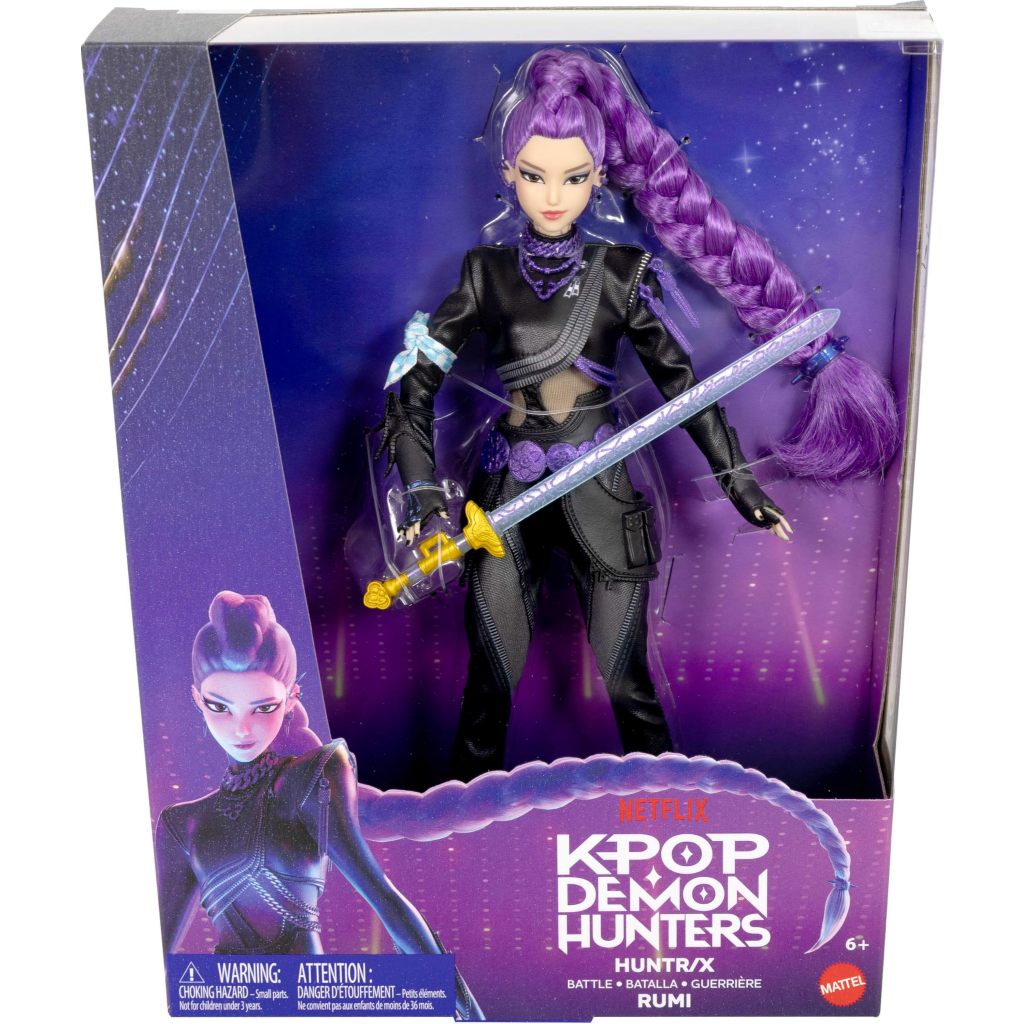 KPop Demon Hunters Rumi fashion doll in black latex bathhouse battle outfit เกิร์ลกรุ๊ปนักล่าปีศาจ ฟิกเกอร์ รูมิ JRW19