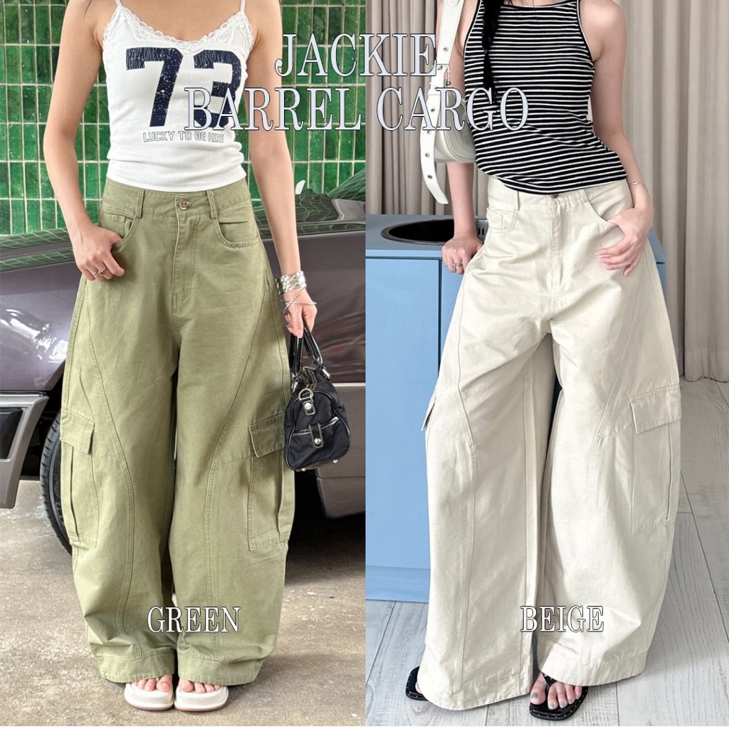 Choosedress A5236 Jackie Barrel Cargo กางเกงยีนส์คาร์โก้ทรง Barrel Cargo
