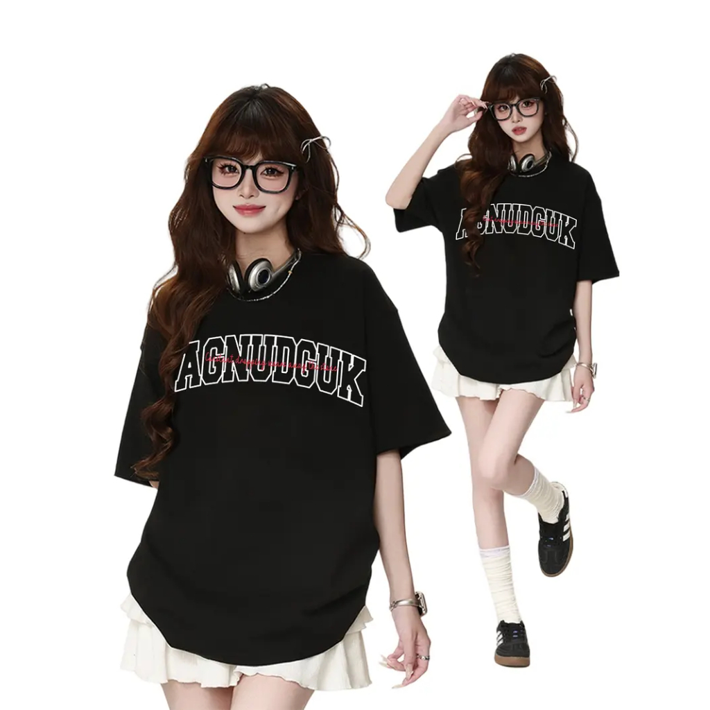 เสื้อยืดแขนสั้นตัดเย็บสไตล์เกาหลี ดีไซน์ลายพิมพ์เทรนด์รุ่นใหม่ ผ้าฝ้ายแท้