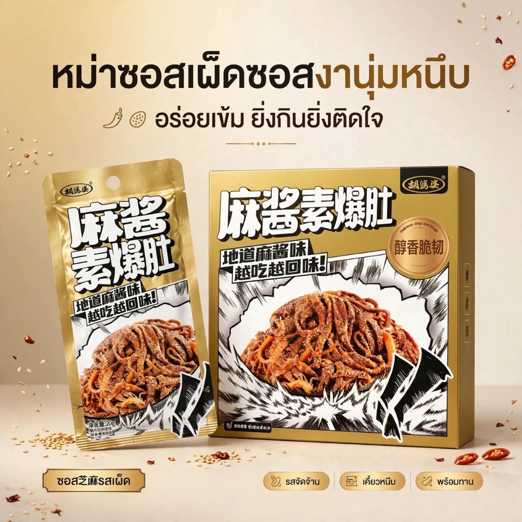 บุกกรอบสไบนางดำ รสหม่าจ่าง 1ซอง 20ซอง/กล่อง ขนมคอนยัคแคลต่ำ อิ่มนาน อร่อยไม่อ้วน