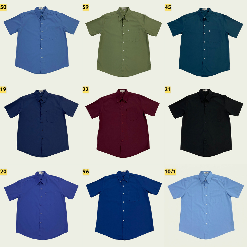 ✨เสื้อเชิ้ตผู้ชาย คอปกแขนสั้น✨ ผ้าCotton เสื้อแขนสั้น เสื้อทำงาน สีพื้น ผลิตเองงานตัดเย็บละเอียด