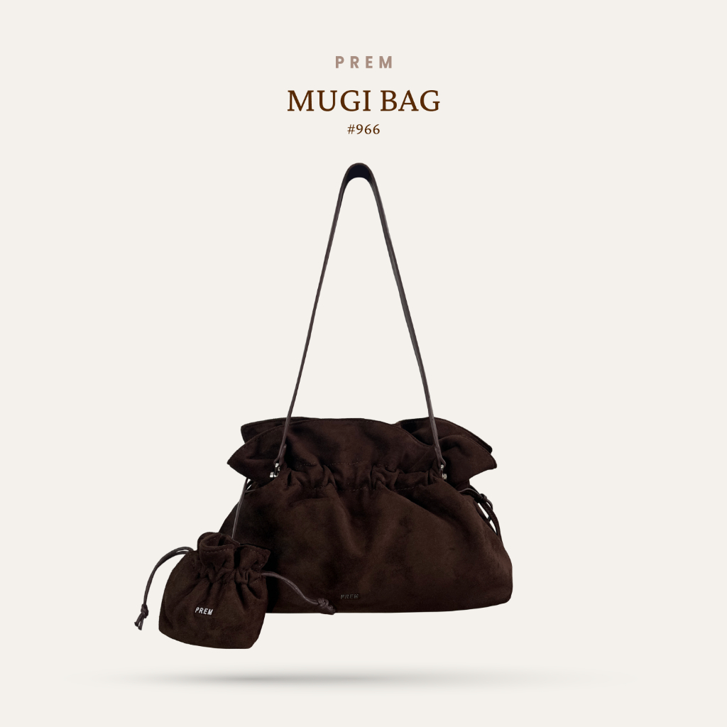 PREM กระเป๋ามูกิ (PU SUEDE) สายสั้น+สายยาว แถมกระเป๋าใบเล็ก #966