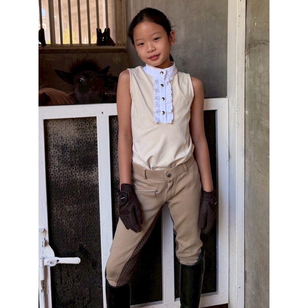 V_equestrian-Ruffle sleeveless top