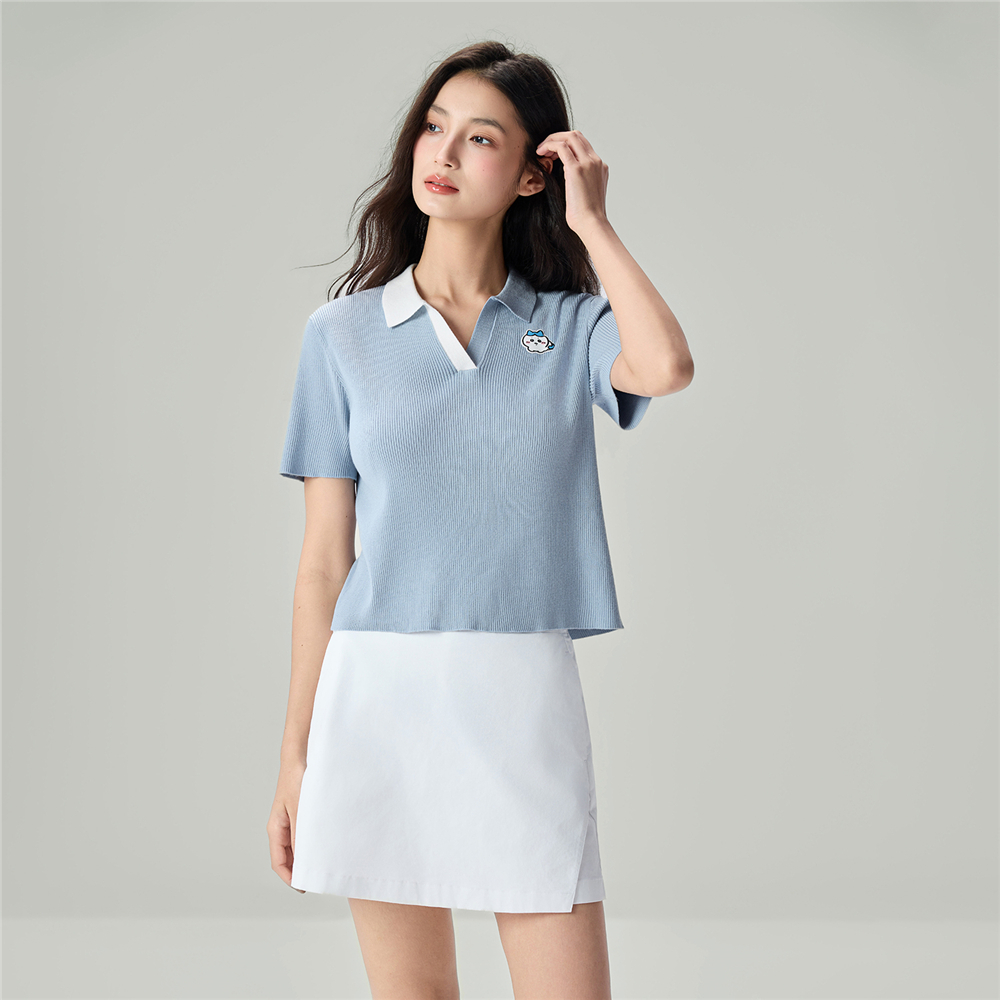 GIORDANO قميص بولو نسائي بياقة V ‏CHIIKAWA — صورة 2