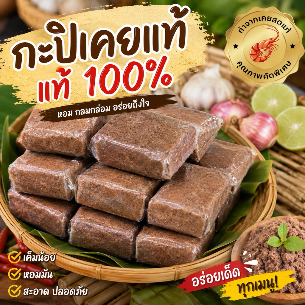 กะปิเคยแท้ 100% กะปิแท้ กลิ่นหอม รสเข้มข้น เคยทะเลแท้ กะปิทำอาหาร กะปิใต้