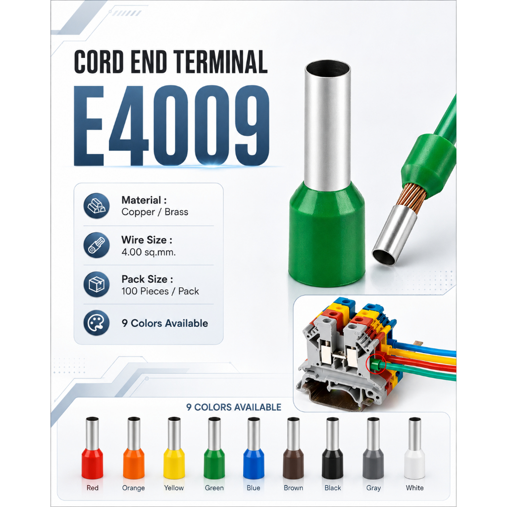 E4009 หางปลาเข็ม คอร์ดเอ็น ขนาด 4.00 ตร.มม. ทองแดง/ทองเหลือง (Cord End terminal Size : 4.00 sq.mm. Copper/Brass)