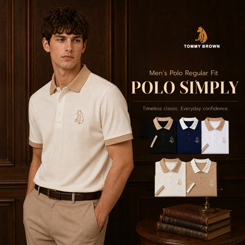 TOMMY BROWN เสื้อโปโลผู้ชาย Polo Shirt รุ่น Simply ทรง Regular ลายปักหมี