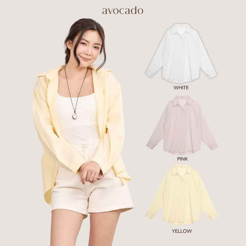 avocado - Noma slim shirt เสื้อเชิ้ตทรง Oversize เนื้อผ้า Cotton ไม่ร้อน