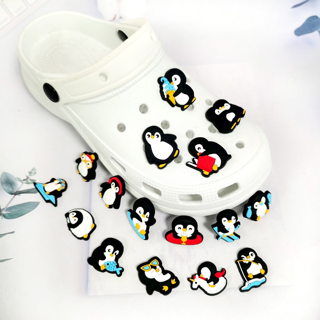 นกเพนกวินติดรองเท้า อุปกรณ์เสริมรองเท้า  ลายการ์ตูนนกเพนกวิน Penguin ที่ติดรองเท้า