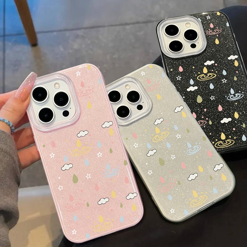 เคสโทรศัพท์กลิตเตอร์ ลายเมฆ ดาว หยดน้ำ OPPO Reno 11F 16F 15F 13 16 8T 5 11 5F 10 12 13F 12F 5z 6 6z 14 14F 15 Reno 15Pro