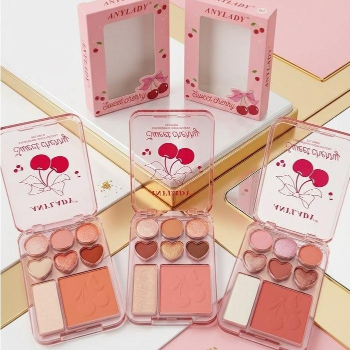 ANYLADY รุ่น Sweet Cherry พาเลทอายแชโดว์ ไฮไลท์ บลัชเชอร์ No.8530