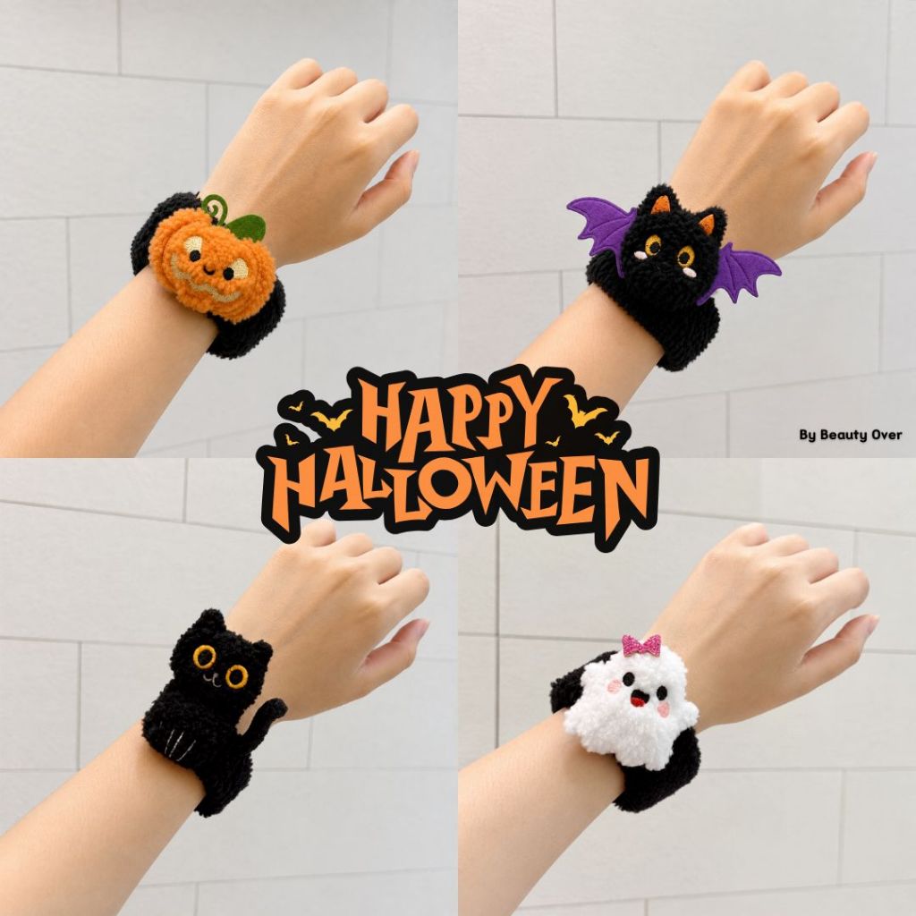 สายรัดข้อมือฮาโลวีน เครื่องประดับงานฮาโลวีน ฟักทอง ผี หมวกแม่มด แมงมุม สำหรับเด็กและผู้ใหญ่