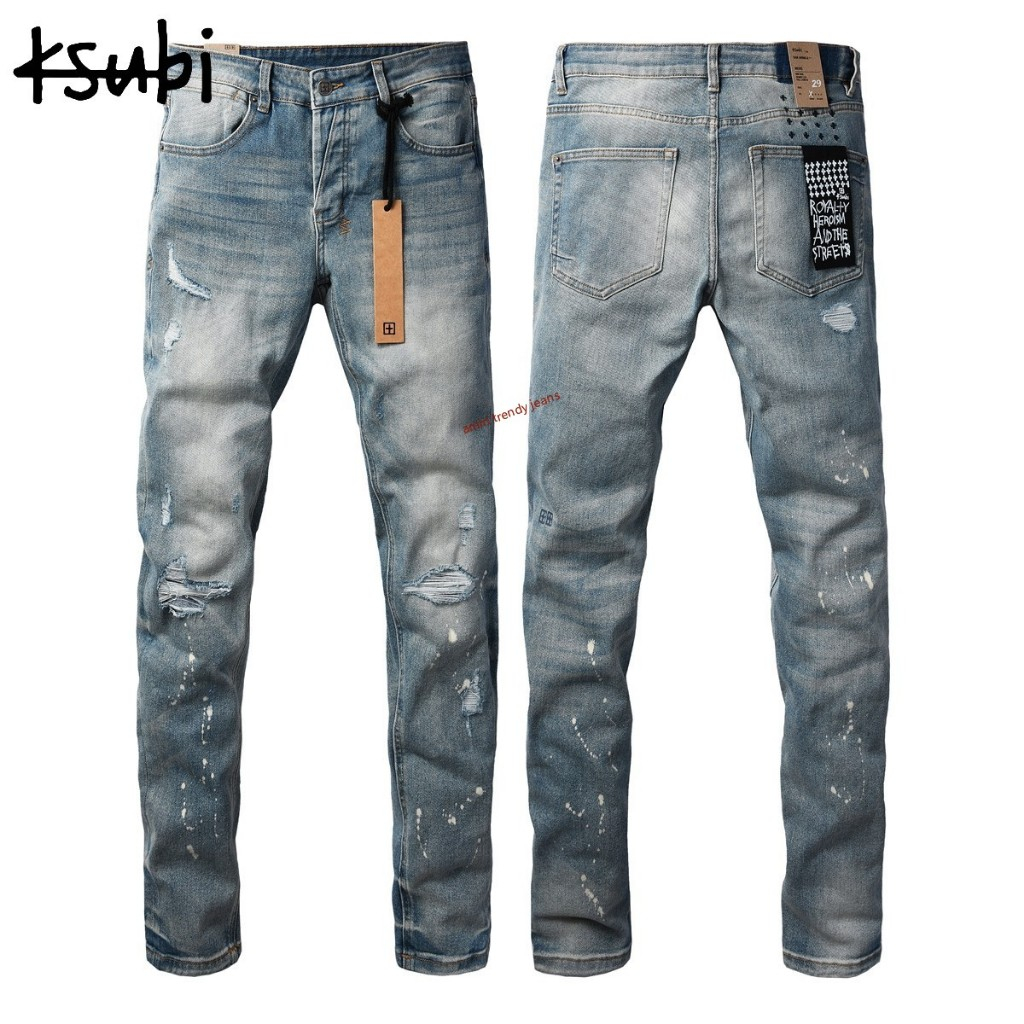 Ksubi กางเกงยีนส์ขาดๆสำหรับผู้ชาย  กางเกงขายาวทรงเข้ารูปใหม่ ระบายอากาศได้ดี 3064