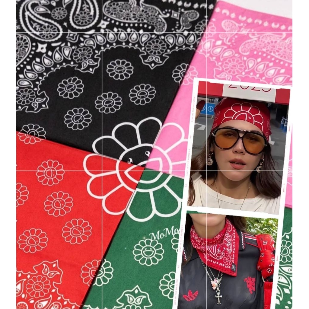 (🇯🇵แท้💯/พร้อมส่ง✨️) Takashi Murakami Bandana พร้อมส่งสีเขียว💚💚💚
