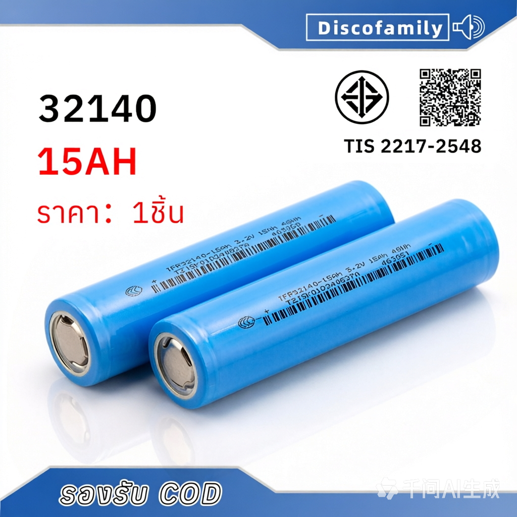 แบตเตอรี่ LifePO4 32140 3.2V ความจุ 15Ah ใช้ได้หลากหลาย (1 ก้อน)
