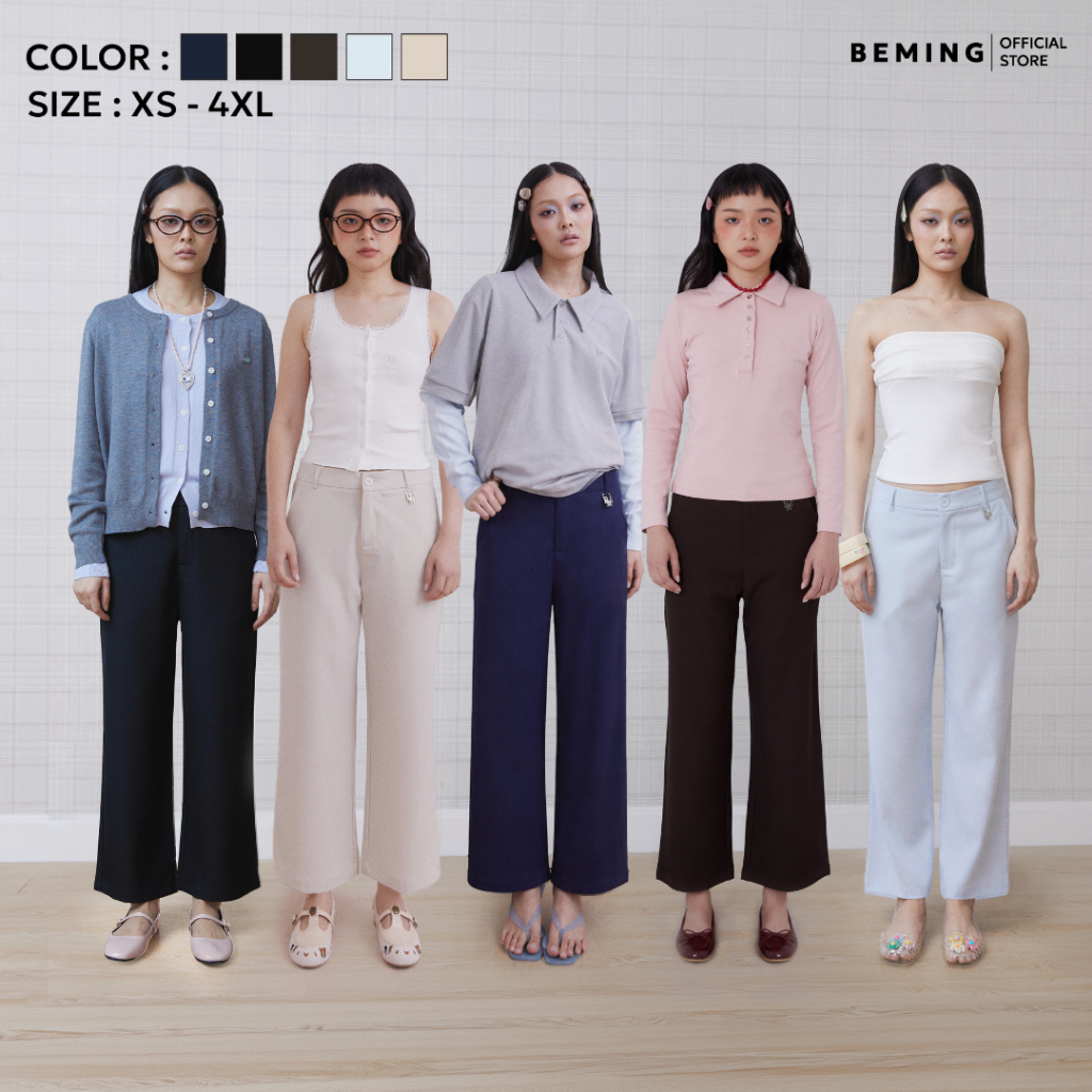 Bemingpants100(XS-5XL) - Kony Pants – กางเกงขายาวทรงตรงผ้าทิ้งตัว พร้อมกระเป๋าข้าง 2 ข้าง