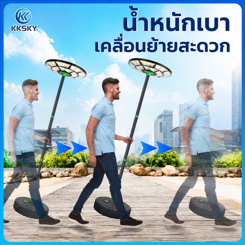 KKSKYเสา ไฟ โซล่าเซล ufo 3M ไฟสนามทรงกลม ไฟให้แสงสว่าง ไฟหัวเสา ไฟถนน เสา ไฟ โซล่า เซลล์ เสาไฟ ufo 2