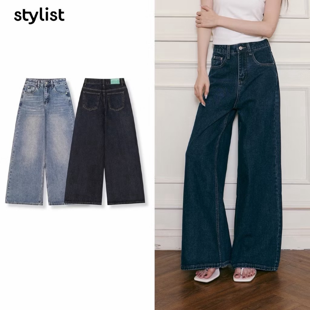 STYLIST - Pants Long wide leg Jeans 007 กางเกงยีนส์ทรงกระบอกใหญ่