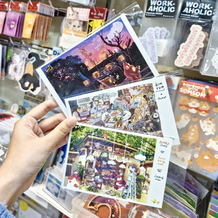 🚗มีลายใหม่ด้วยนะ!🚗Postcard โปสการ์ดรวมลายทิวทัศน์ริมทางในประเทศไทย เก็บความประทับใจผ่านสีสันสุดอบอุ่น!🌿[Pongsongsai]