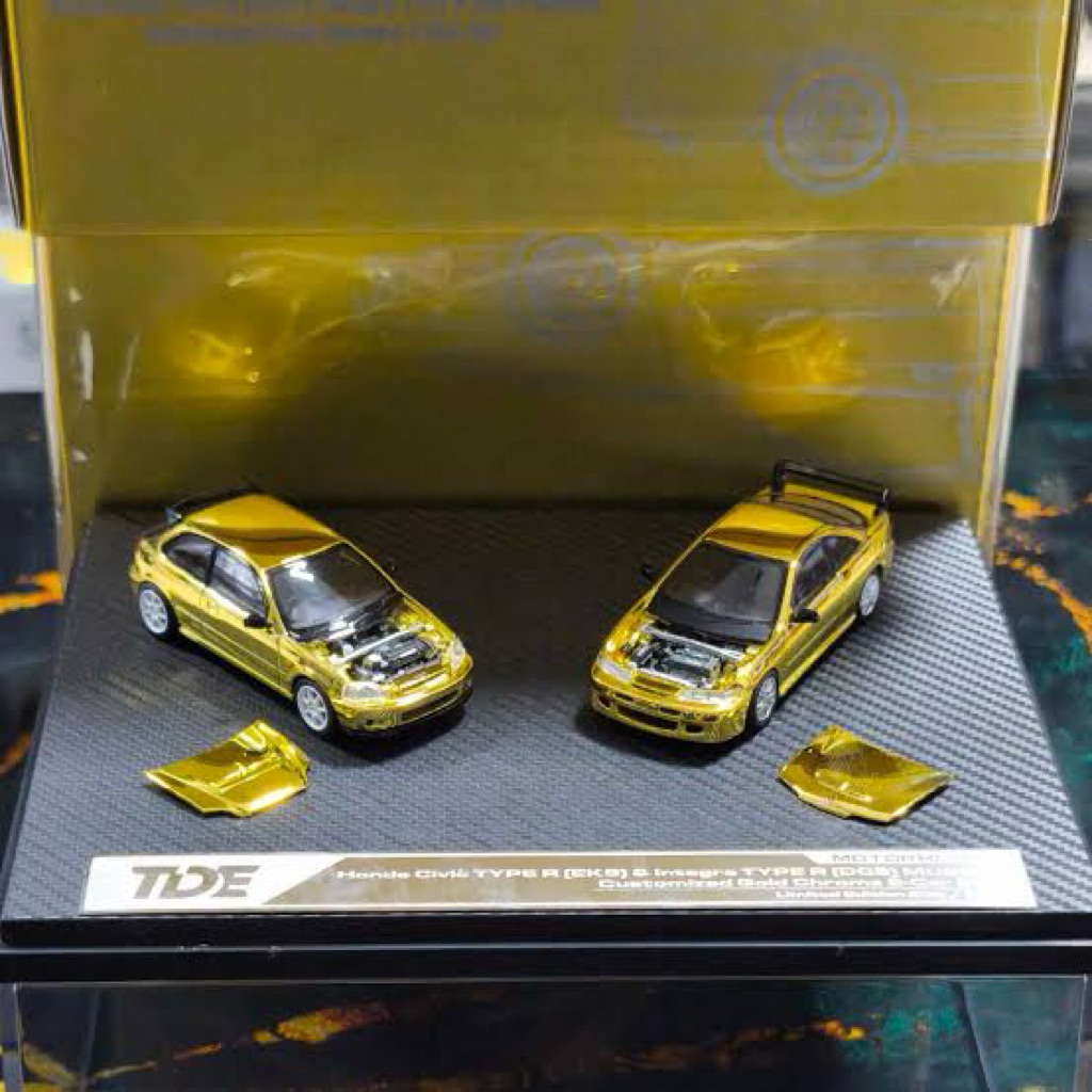 ▫️Twin Set TDE 2026 Chrome Gold Honda Civic Type R EK9 & Integra Type R Mugen limited 299 Scale 1:64