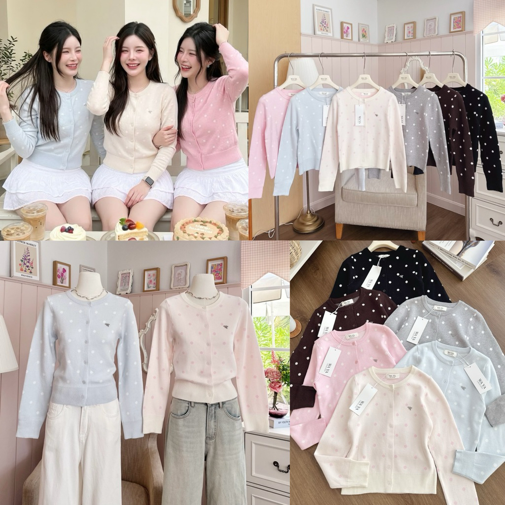 เสื้อคาร์ดิแกนไหมพรมแขนยาว✨งานป้าย WA YA✨