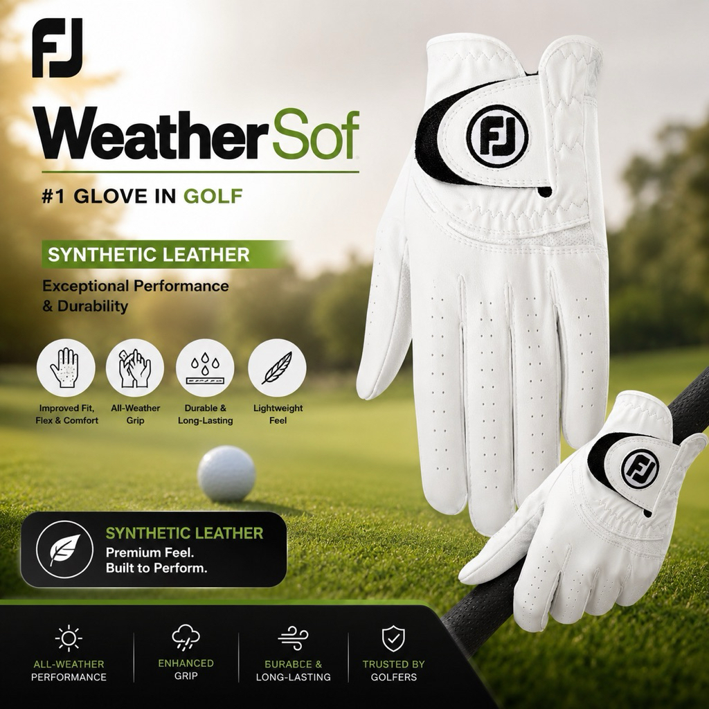 ถุงมือกอล์ฟ WeatherSof FootJoy Golf Glove by TITLEIST Real ของแท้ Real หนัง PU แข็งแน่นกระชับมือ