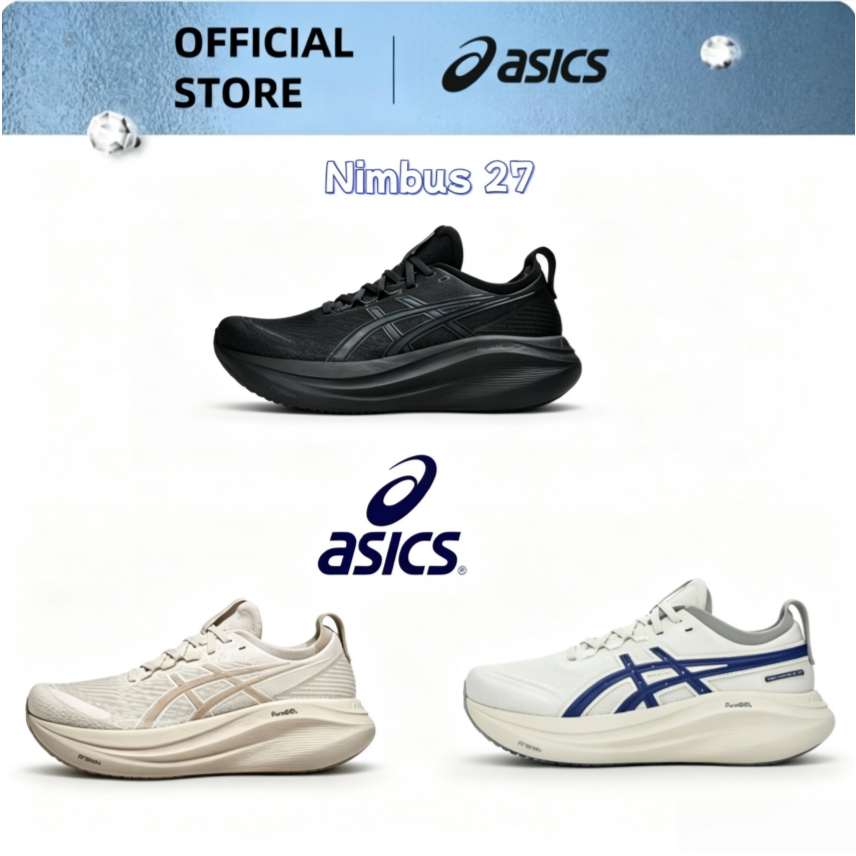 Asics gelnimbus 27 รองเท้าวิ่งดูดซับแรงกระแทกและทนต่อการสึกหรอสําหรับผู้ชายและผู้หญิง