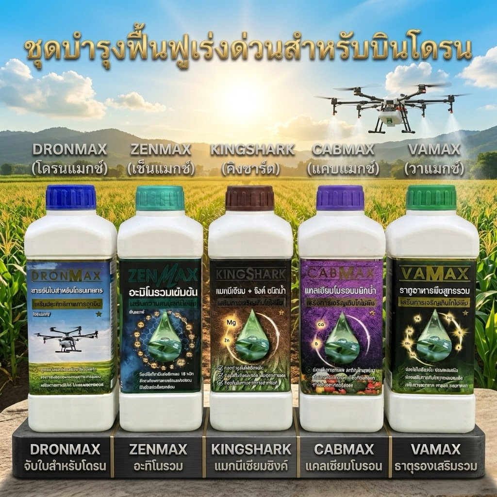 (C1+V1+Z1+K1+D1) ชุด5สูตร แคลเซียมโบรอน+ธาตุรวมเสริม+อะมิโนรวม+แมกนีเซียมซิงค์+จับใบสำหรับโดรน