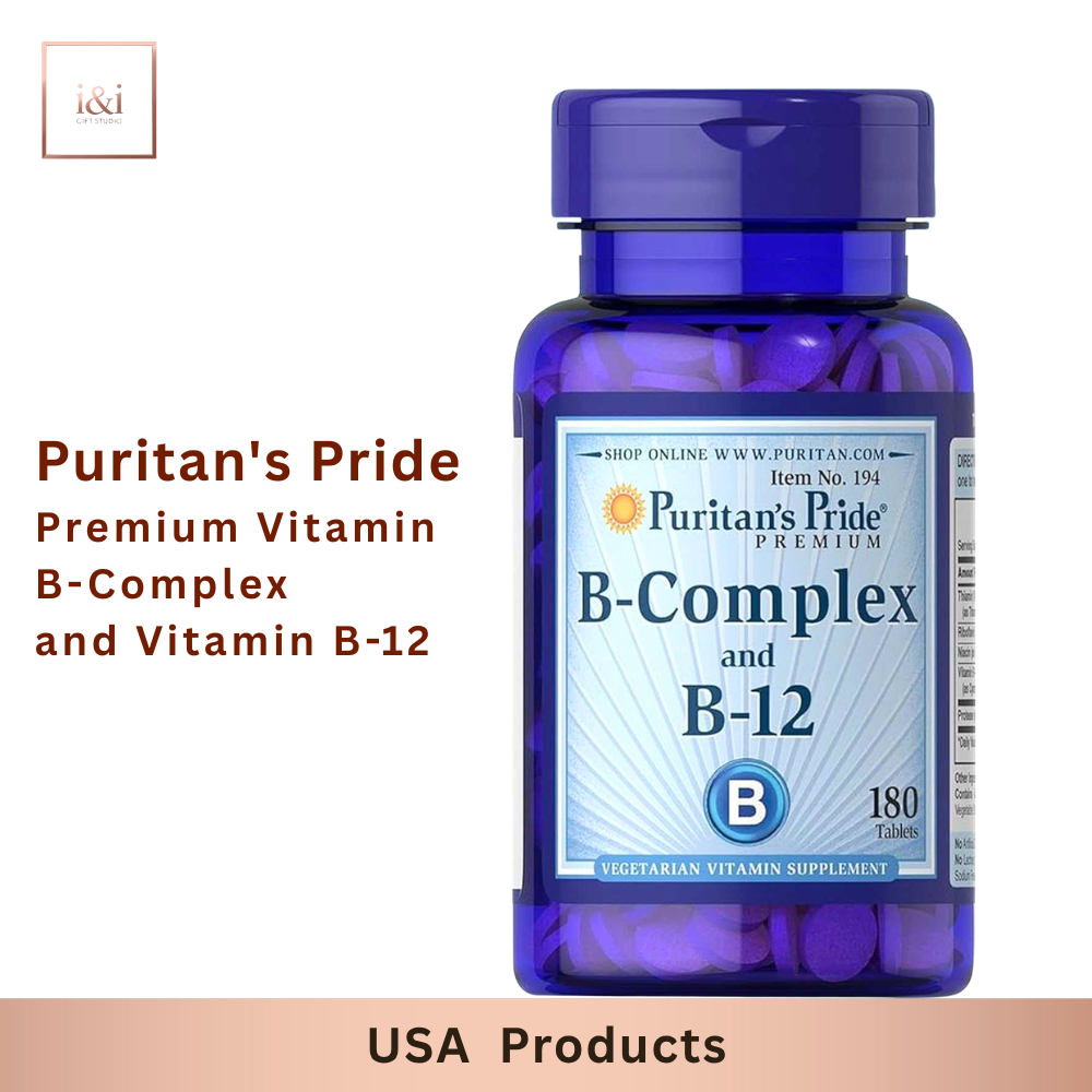Puritan's Pride Premium Vitamin B-Complex and Vitamin B-12 ผลิตภัณฑ์เสริมอาหาร