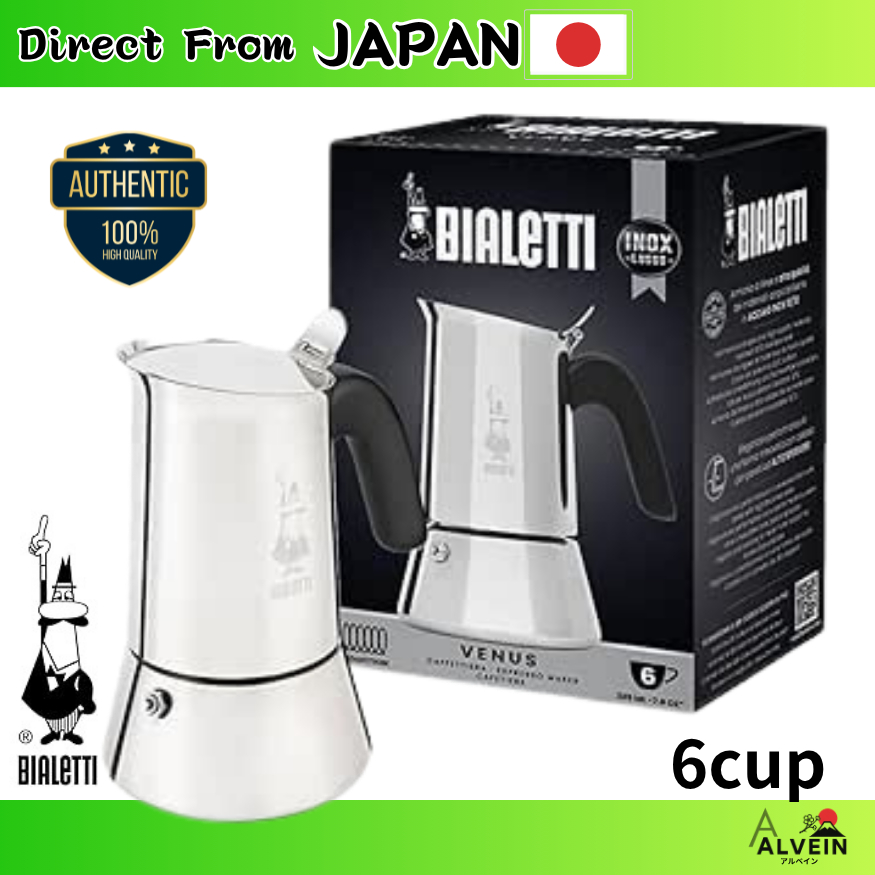 【Direct From Japan】Bialetti Venus 6 Cup Stainless Steel Moka Pot IH Compatible Silver