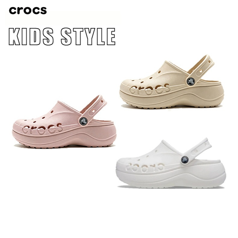 C r o c s Kids Classic Platform Clog สีชมพู รองเท้าเด็กครอคส์ พื้นหนา สีหวานทันสมัย ใส่ได้ทุกวัน ราคาพิเศษ