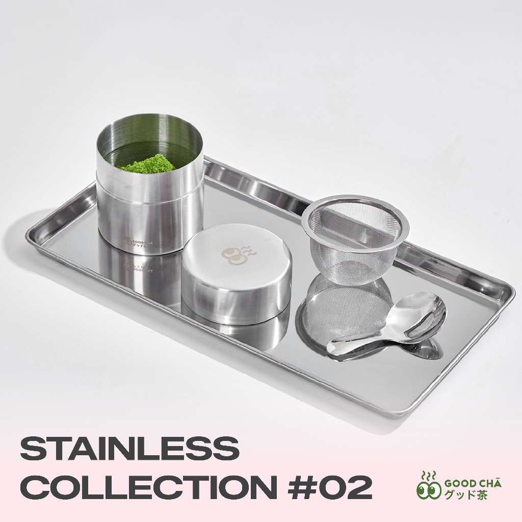 GOOD CHĀ - Stainless Collection ตะแกรงร่อนมัทฉะพร้อมถ้วย และกระปุกใส่มัทฉะ Stainless Steel 304