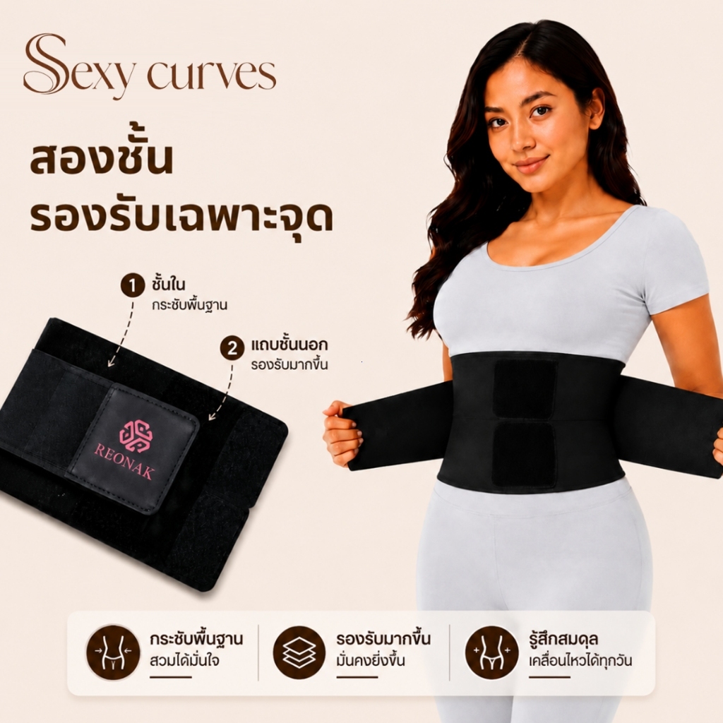 Sexy Curves สายรัดท้อง สายรัดส่วนเอว สายรัดทรงตัว สายรัดยืดหยุ่น สายรัดออกกำลังกาย สายรัดหลังคลอด สายรัดช่วยกลับท้อง