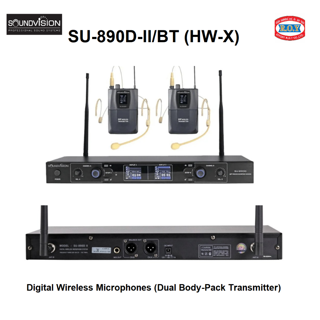 SOUNDVISION  SU-890D-ll/BT (HW-X) Digital Wireless Microphones (Dual Body-Pack Transmitter)