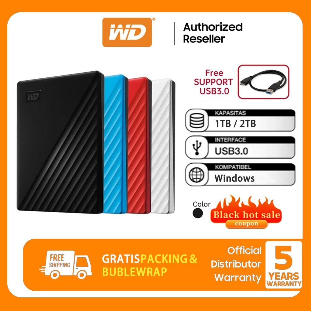 Western Digital HDD 1TB 2TB External Harddisk ฮาร์ดดิสพกพา WD HDD USB 3.0 รุ่น My Passport Portable 