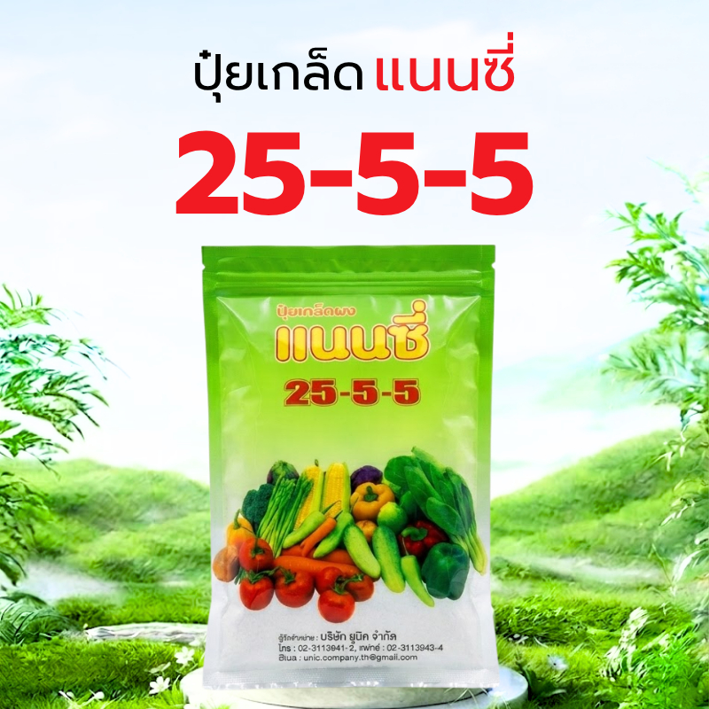 ปุ๋ยเกล็ดแนนซี่ 25-5-5 ปุ๋ยเร่งต้น ปุ๋ยเร่งใบ ดึงช่อใบอ่อน แตกกิ่งก้านดี ปุ๋ยเคมีพ่นทางใบ 1 กก.