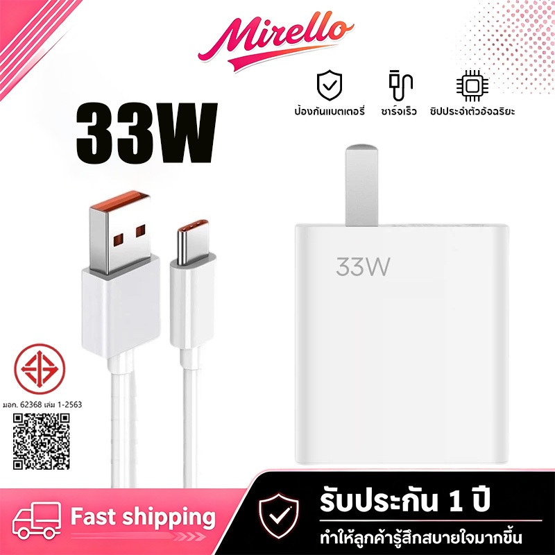 ชุดชาร์จเร็ว Xm 33W สายชาร์จ หัวชาร์จ 33W Type C ชาร์จเร็ว รุ่น Xm สายชาร์จ Xm หัวชาร์จ รองรับการชาร