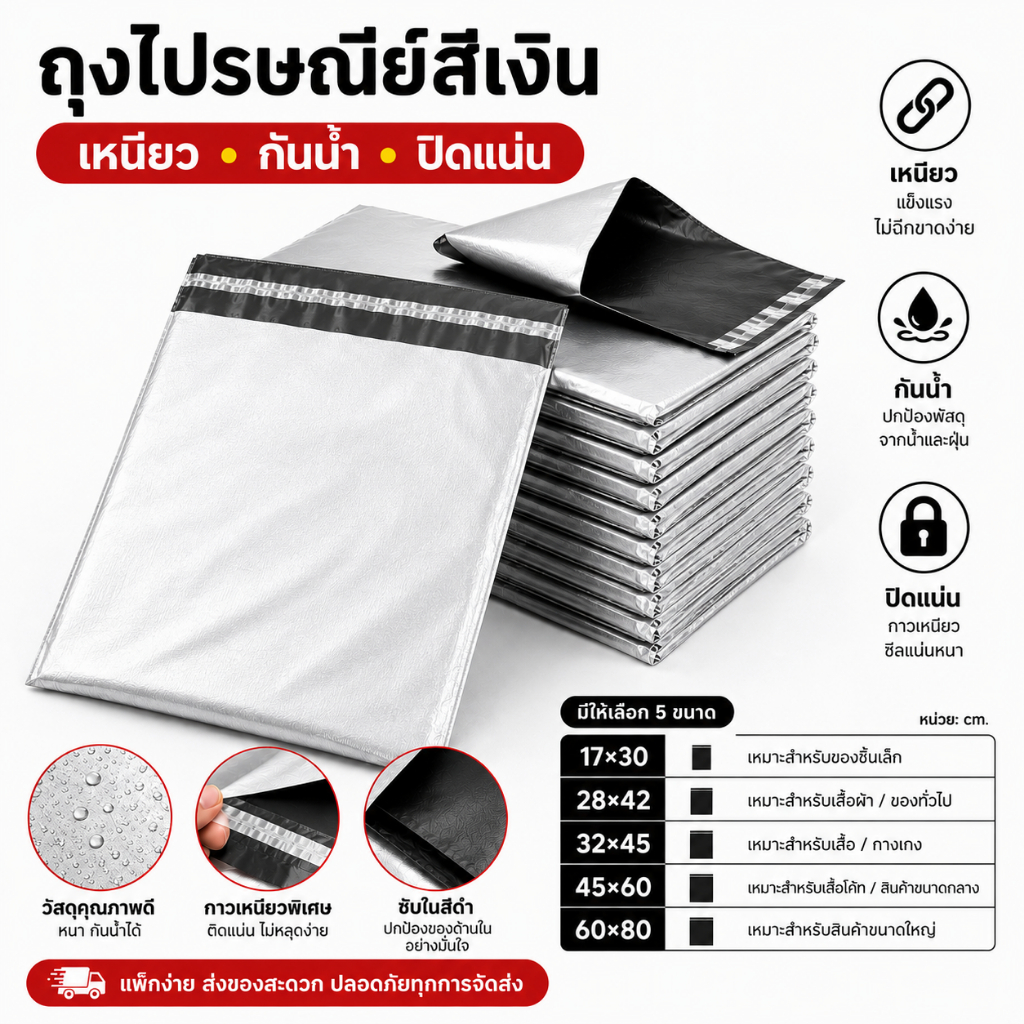 ถุงไปรษณีย์ดำ คุณภาพดี กันน้ำ กันฝุ่น ไม่ขาดง่าย สำหรับแพ็คสินค้า