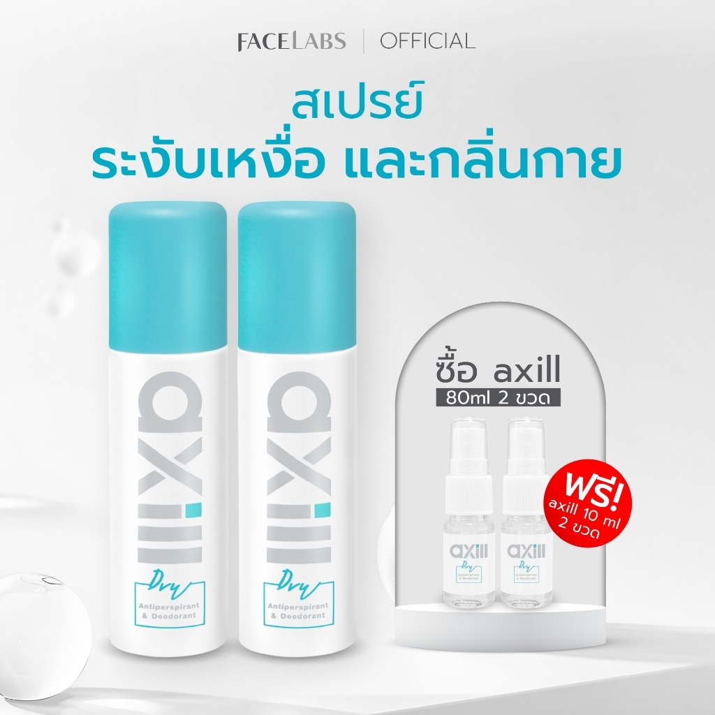 (แพ็คคู่) สเปรย์ระงับกลิ่นกาย axill DRY ANTIPERSPIRANT & DEODORANT 80 ml เหงื่อ แห้งไว ไม่มีน้ำหอม ผ