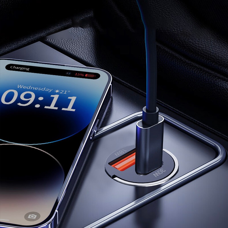 d-power ที่ชาร์จในรถ รุ่น QC-03 Mini Metal Car Charger 30W USB + Type-C PD QC Fast Charge