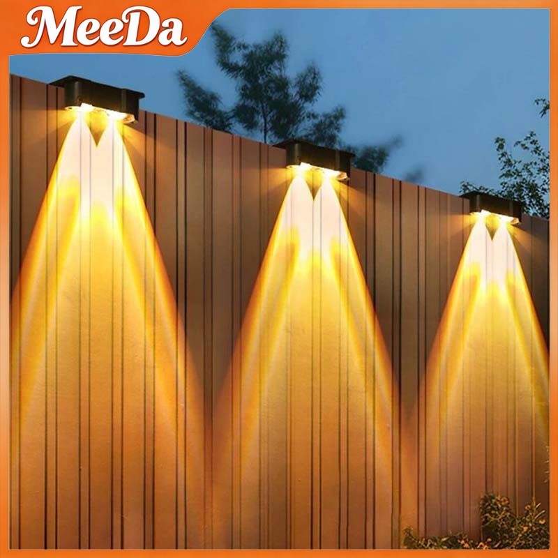 MeeDa โคมไฟผนังโซล่าเซลล์ Solar Light 3LED IP69 กันน้ำ แสงเหลือง/ขาวเลือกได้ สำหรับรั้ว สนามบ้าน สวน ระเบียง