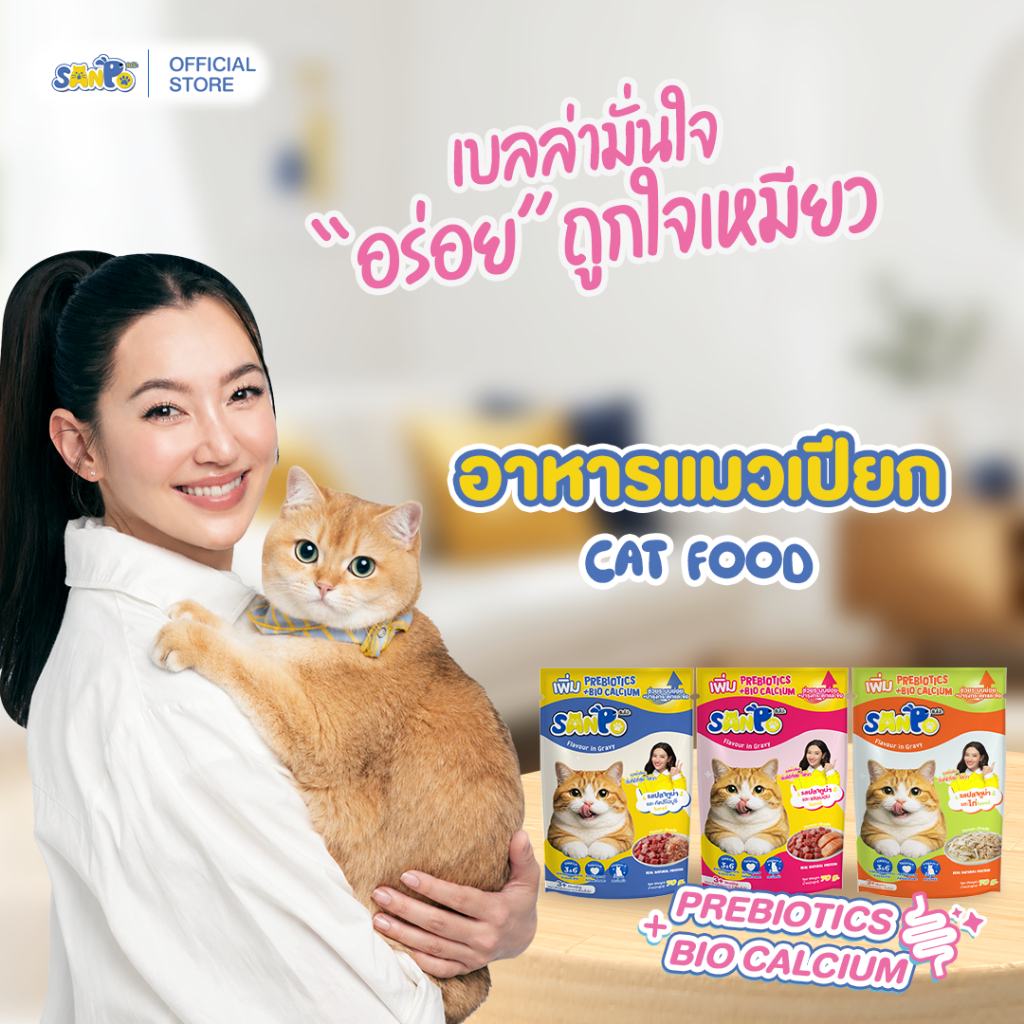 SANPO (สูตรGravy แกรวี่) : อาหารเปียกแมว 3 รสชาติ (1 กล่อง 12 ซอง)