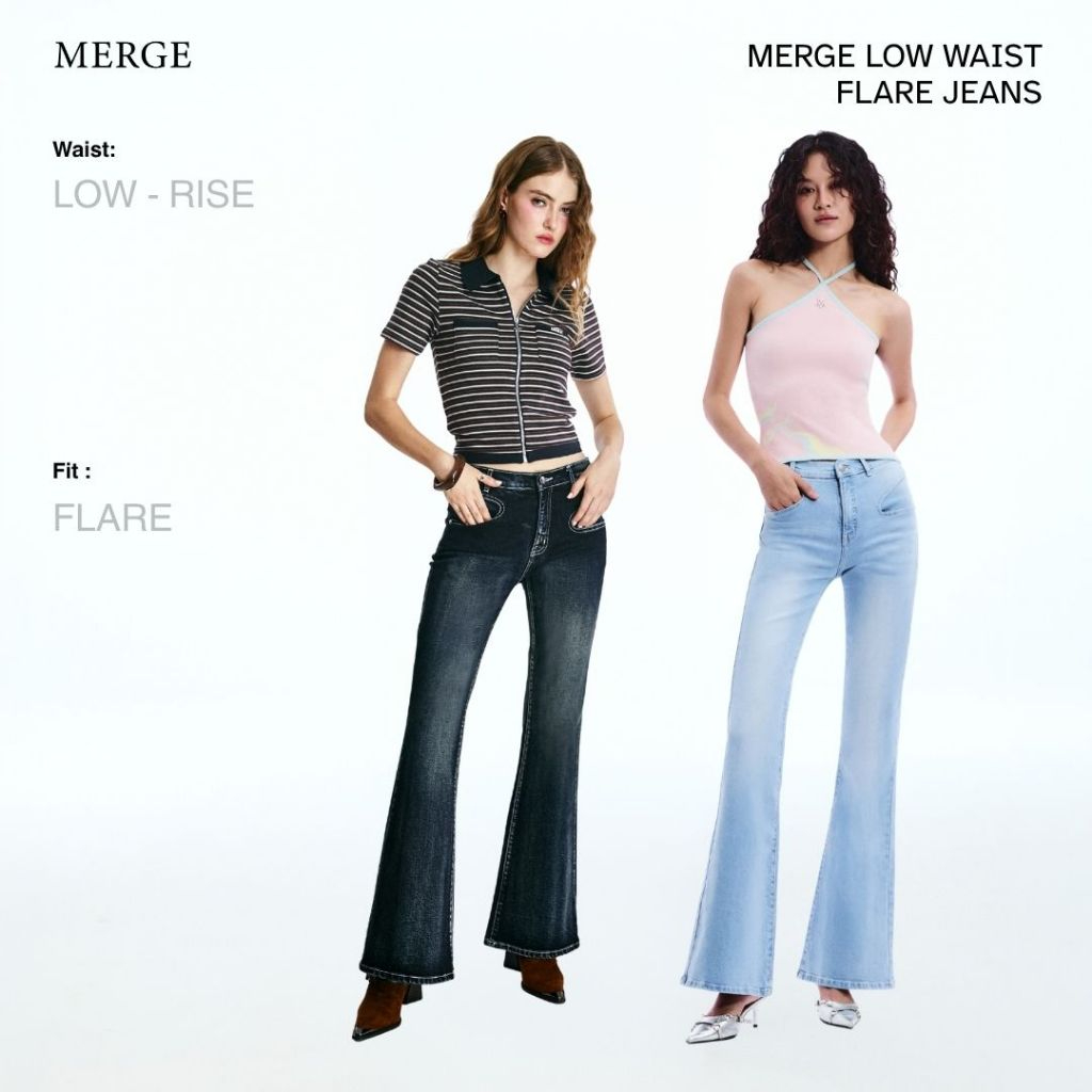 Merge Official - Merge Low Waist Flare Jeans (พร้อมส่ง)