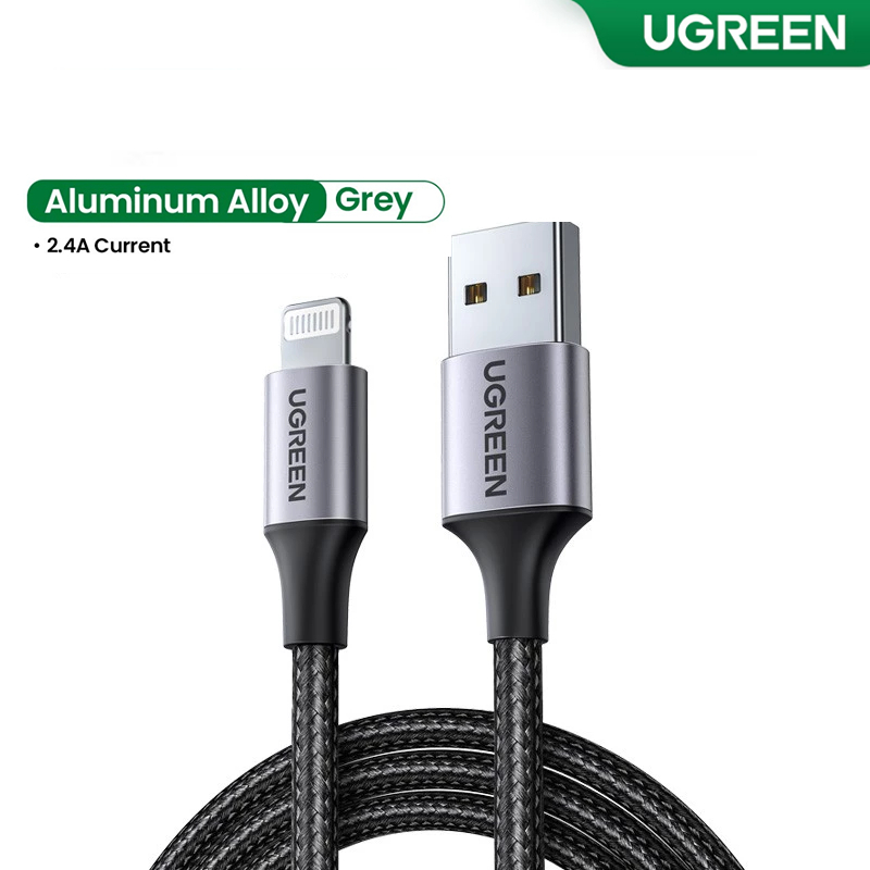 UGREEN สาย USB A to L 2.4A สายชาร์จเร็วสําหรับ iPhone 8 X 7 6S Plus iPhone 14/14 Pro/Pro Max