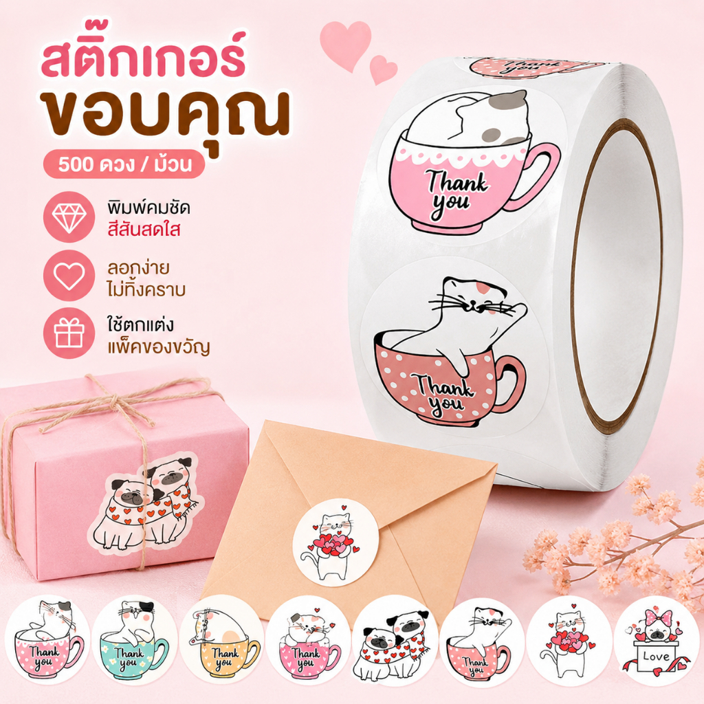 Luxe-T 500ชิ้นขอบคุณสำหรับการซื้อสติ๊กเกอร์ scrapbooking gracias ซองจดหมายสติกเกอร์ปิดของขวัญป้ายตราประทับ